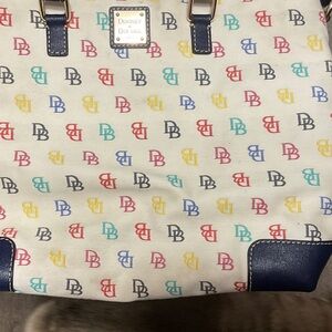 Dooney & Bourke Colorful Logo Tote with Blue Accents